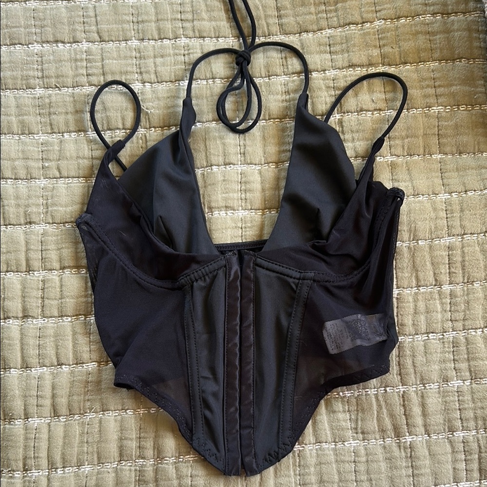 Elegant Black Halter Corset Top